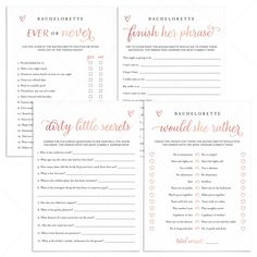 Rose Gold Hen Party Games Bundle Printable by LittleSizzle Rose Gold Bride, Gold Bachelorette, Would She Rather, Gold Drinks, Hen Party Games, Document Printing, Hen Night, Bachelorette Games, Hens Night