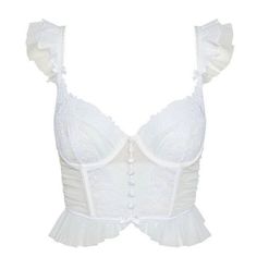 Peekaboo Cup Cutouts And An Effortlessly Feminine Mix Of Lace And Sheer Mesh Make This A Bustier That Flatters Your Curves. Here In Snowy White, It’s Perfect For A Wedding Night Or Honeymoon. Underwire Unlined Cutout Cups Adjustable Straps Hook And Eye Closure Sizes Available: Size Xs, S, M White Lace Trim Underwire Corset, White Underwire Corset With Lace Trim, Elegant White Cami Corset, Fitted White Camisole In Coquette Style, White Lace Trim Bodice With Sweetheart Neckline, Feminine Tops With Lace Trim And Sweetheart Neckline, Fitted Camisole Top For Wedding Night, White Lace Top With Sweetheart Neckline, Fitted Lace Tops For Wedding Night