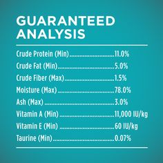 the ingredients for guaranted analsis on a blue background