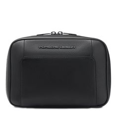 Bric's Porsche Design Roadster Leather Wash Bag Luxury Black Shoulder Bag Pouch, Classic Textured Leather Travel Pouch, Modern Black Rectangular Pouch, Luxury Black Wallet, Modern Textured Leather Pouch, Classic Black Travel Pouch, Black Leather Rectangular Pouch, Designer Black Pouch For Travel, Modern Black Wallets For Business