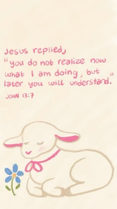 a drawing of a sheep with a flower in its mouth and the words jesus replaced, if you do not really know what i am doing