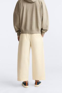 LIMITED EDITION BELTED PANTS - Lemon | ZARA United States Spring Workwear Bottoms With Boxy Fit, Boxy Fit Bottoms For Spring Workwear, Classic Cotton Bottoms With Cargo Pockets, Cotton High-waisted Sweatpants With Side Pockets, Zara Cotton Cargo Pants With Side Pockets, Cotton Wide-leg Sweatpants With Pockets, Zara Cotton Tapered Leg Pants, Cotton Wide Leg Pants With Pockets For Casual Wear, High-waisted Cotton Sweatpants With Side Pockets