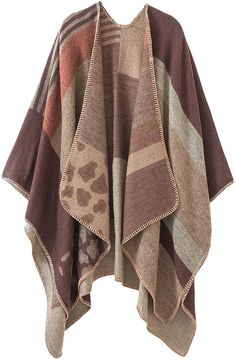 PRICES MAY VARY. Peversible Design: Ponchos for women is fully reversible,both sides are in nice look,buy one shawl you get value of two. choice of poncho sweater women for you Elegant & Stylish:Cozy oversized womens ponchos and wraps, open front poncho cape design,throw it on your shoulder, free arms,exquisite stitched edge add a look to elegance, or the fringe tassel style flowy and make your look vibrant Multi Patterns:Multi classic and stylish patterns for this womens poncho, some with stitc Shawl Outfit, Elegant Vest, Open Front Poncho, Shawl Cardigan, Winter Cardigan, Estilo Chic, Dress Gloves, Sweater Collection, Cape Coat