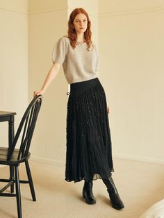 Composition : SHELL - POLYESTER 100% LINING - POLYESTER 100%Country of Origin : Republic of Korea Chiffon Skirt, Chiffon, Composition, The Originals, Clothes For Women, Clothes, Black, Design