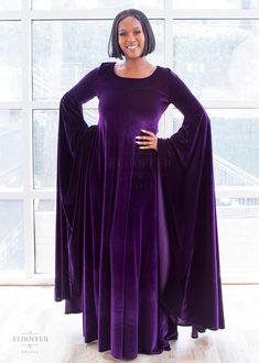 Elhoffer Atelier Velvet Princess Gown - Cosmic Purple – Elhoffer Design Fitted Long Sleeve Gown With Draped Sleeves, Fitted Long Sleeve Medieval Dress For Fall, Gothic Long Sleeve Costume Gown, Purple Fitted Long Sleeve Gown, Fitted Long Sleeve Purple Gown, Long Sleeve Dress With Fitted Bodice For Cosplay, Fitted Purple Medieval Dress, Fitted Long Sleeve Gown For Costume Party, Fitted Long Sleeve Maxi Dress For Costume