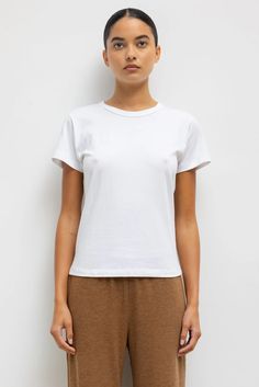 The Margo Slim Fit Tee – LESET Classic Fitted Cotton T-shirt, Basic Everyday Fitted T-shirt, Everyday Fitted Basic T-shirt, Simple Fitted Crew Neck T-shirt, Basic Fitted Crew Neck T-shirt, Simple Fitted T-shirt For Everyday, Simple Everyday Fitted T-shirt, Simple Fitted Everyday T-shirt, Classic Fitted Crew Neck T-shirt