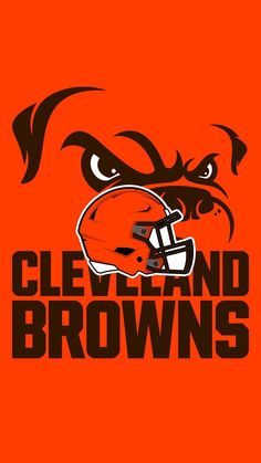 the cleveland browns logo is shown on an orange background with black and white lettering that reads cleveland browns