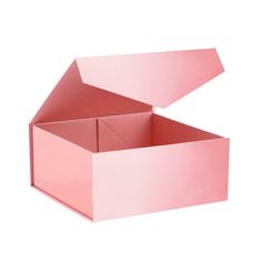 an open pink box on a white background