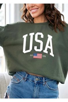 USA Est 1776 Graphic Fleece Sweatshirts.Unisex Crew Neck Long Sleeve Sweaters Knits.Crafted from premium materials, tailored to your lifestyle, ensuring a comfortable fit for any occasion.Family Group Uniforms Birthday Party Gift Concert Festival Events.High Quality Direct To Film Printed Graphic Design.50%COTTON,50%POLYESTERNICARAGUAMade In: Nicaragua Film Prints, Birthday Party Gift, Graphic Design Print, Charcoal Color, Military Green, Party Gifts, Orange Color, Long Sleeve Sweater, Graphic Prints