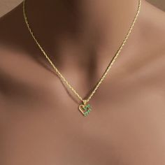 ♥ Product Summary ♥Main Stone: Emerald Stone Cut: RoundMetal Choice: 14K Yellow GoldDimensions: 16mm x 12mm Emerald Necklace, Heart Shape Pendant, Emerald Stone, Stone Cuts, Heart Shapes, Emerald, Yellow Gold, Chain, Stone