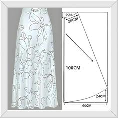 a white skirt with flowers on it and measurements for the bottom part of the skirt