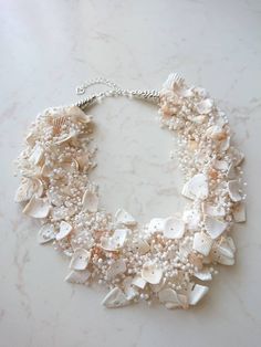 White Shells Necklace Beach Weddings Necklace Natural Shells - Etsy Bridal Kaleere, Beach Wedding Necklace, Shells Jewelry, Shells Necklace, White Shells, Sea Necklace, Tropical Beach Wedding, Tropical Sea, Necklace Orange