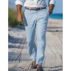 Season:Spring   Fall; Fabric:Linen Cotton Blend; Gender:Men's; Style:Streetwear,Formal,Stylish; Occasion:Outdoor,Casual,Daily; Fit Type:Regular Fit; Function:Comfort; Waistline:Mid Waist; Pattern:Plain; Design:Straight Leg; Pants Type:Summer Pants,Linen Pants,Beach Pants,Trousers; Fly Type:Button,Zipper; Front page:FF; Listing Date:04/18/2024 Summer Pants Men, Linen Pants Outfit Men, Formal Streetwear, Mens Summer Pants, Blue Pants Men, Blue Linen Pants, Linen Beach Pants, Linen Pants Outfit, Mens Linen Pants