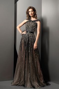 Fully beaded A line dress – HerTrove Baju Kahwin, Ziad Nakad, Fashion Gowns, فستان سهرة, Gala Dresses, Couture Gowns, Glam Dresses, Line Dress, Gorgeous Gowns