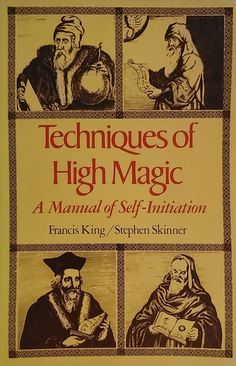 an old book with pictures of men and women in medieval clothing, including the title techniques of high magic