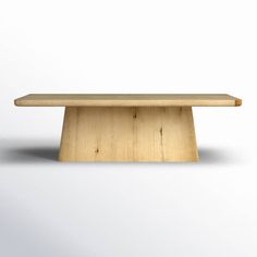 a wooden bench sitting on top of a white floor