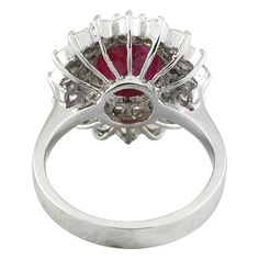 Stamped: 14K Total Ring Weight: 6.4 Grams Ruby Weight 2.80 Carat (9.70x7.80 Millimeters)Diamond Weight: 1.85 carat (F-G Color, VS2-SI1 Clarity )Face Measures: 18.85x17.60 Millimeter SKU: [600501] Classic Marquise Ruby Ring With Brilliant Cut, Elegant Marquise Ruby Ring With Vvs Clarity, Elegant Gia Certified Oval Ruby Ring, Classic Marquise Ruby Ring With Vvs Clarity, Elegant Platinum Ruby Ring With Prong Setting, Luxury Pear-shaped Ruby Ring For Formal Occasions, Classic Ruby Cluster Ring With Center Stone, Classic Cluster Ruby Ring With Center Stone, Elegant Oval Ruby Ring With Vvs Clarity