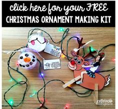 christmas ornament making kit for kids to make with string lights and paper snowmen