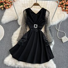 Black v neck short dress A line fashion dressFabric: blendedColor: blackSize(cm): M, L(1inch=2.54cm)M length 81cm bust 82cm waist 70cmL length 82cm bust 86cm waist 74cmPlease check the size carefully when you choose items, thank you. Black Mini Length V-neck Dress For Night Out, Chic Black A-line V-neck Dress, Black V-neck Mini Dress, Black V-neck Mini Dress For Party, Black Mini V-neck Dress For Night Out, Chic Black V-neck Mini Dress, Black Mini Length V-neck Dress For Spring, Black Mini-length V-neck Dress For Spring, Black Mini V-neck Dress For Spring