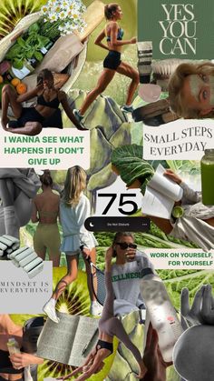 the collage shows many different things that are being used to create an advertisement for women's health products