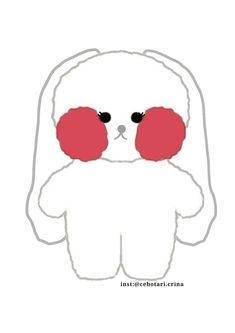 a white teddy bear with red boxing gloves on it's chest and eyes closed