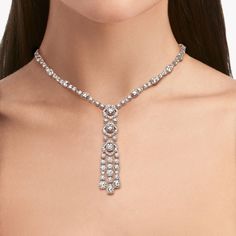 Graff White Gold Drop Necklace Set with White Round Diamond Pavé Motif Details1 Round Diamond 1.15ctsColor: G - Clarity: IF17 Round Diamonds 14.87cts156 Round Diamonds 26.54ctsColor: Fine White - Clarity: VS+ TTL Diamond 42.56cts All GIA Certified Gold Drop Necklace, Diamond Drop Necklace, Diamond Chandelier, Jewellery Inspiration, Diamond Drops, Fine Jewelry Collection, Drop Necklace, Watch Necklace, High Jewelry