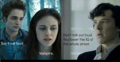 the twilight saga movie scene with edward and lily in one photo, vampire on the other