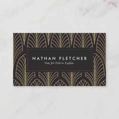 black and gold art deco business card