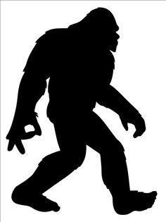 a bigfoot silhouetted against a white background