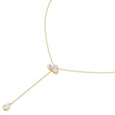 The chicest lariat you can add to your daily-wear jewelry wardrobe. This Y-shaped necklace features a barely-there chain with an adjustable clasp. The Y-tail drops from a trio of diamonds and ends with a pear-cut diamond tip. Count on this piece to bring instant elegance to casual looks. Formal Lariat Necklace With Teardrop Pendant, Elegant Y-shaped Drop Necklace With Delicate Chain, Elegant Drop Lariat Necklace With Delicate Chain, Elegant Y-shape Drop Necklace With Delicate Chain, Classic Long Drop Lariat Necklace With Adjustable Chain, Elegant Y-shape Necklace With Adjustable Chain, Classic Long Drop Necklace With Adjustable Chain, Elegant Y-shape Necklace With Delicate Chain, Formal Drop Lariat Necklace With Adjustable Chain