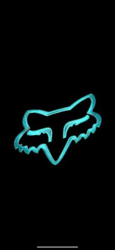 a neon blue fox logo on a black background