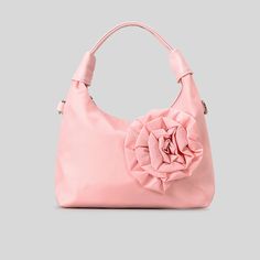 Elegant Pink Rose-Accent Hobo Shoulder Bag Pink Shoulder Hobo Bag For Spring, Chic Pink Spring Hobo Bag, Chic Pink Hobo Bag For Spring, Pink Hobo Bag With Removable Pouch For Evening, Elegant Pink Hobo Bag With Removable Pouch, Knee High Boots Flat, Pink Shoulder Bag, Lace Leggings, Platform Flats