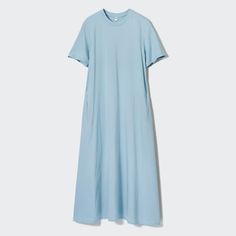 Mercerized Cotton Short-Sleeve A-Line Dress | UNIQLO US Casual Dining Restaurant, Casual School Outfits, Casual Work Outfit, Casual Summer Outfit, Styling Ideas, Casual Dinner Outfit, Short Sleeve Dress, Comfy Casual, Smart Casual