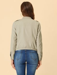 Shop Allegra K for casual stand collar pocket short biker lightweight moto jacket you are looking for, get more women's jackets for yourelf. Order now! Free Returns! Jacket Beige, Chic Woman