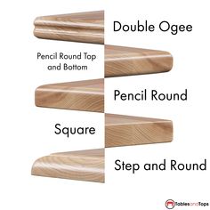 three different types of wood for furniture and accessories, including the top and bottom pieces