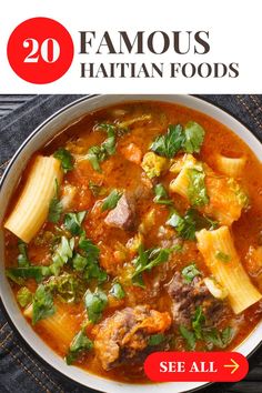 a bowl of food with the title 20 famous italian foods see all on it's cover