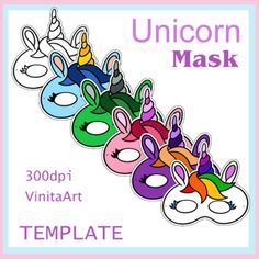 the unicorn mask template is shown with different masks on it's face and ears