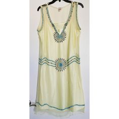 Gorgeous!!!! Never Worn. Spring Vacation Beaded Dresses, Spring Beach Beaded Dress, Summer Bohemian Beaded Dresses, Bohemian Beaded Summer Dress, Festive Embellished Dresses For Vacation, Festive Embellished Vacation Dresses, Summer Beaded Bohemian Dresses, Yellow Embellished Dress For Summer, Bohemian Beaded Dresses For Spring