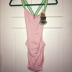 Nwt! Vintage Juicy Couture Y2k One Piece Swimsuit! Front Mini Zipper With Tennis Racket Charm Zip Pull. This Swimsuit Looks Better On Than The Photos Show, It's Just So Stretchy, It's Hard To Photograph. Very Sexy And Cute. Preppy And Totally Juicy! Color Is Baby Pink With Green And White Striped Straps. Open Back. Been In My Closet Since The Early 2000’s! True Y2k! Firm On Price. All Sales Final. No Returns. Y2k One Piece, Juicy Couture Y2k, Olive Green Jumpsuit, Vintage Juicy Couture, Coverall Jumpsuit, Denim Maxi Dress, Pink One Piece, 1 Piece Swimsuit, Ruffle Swimsuit