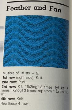 an open book with instructions on how to knit and crochet the yarn is blue