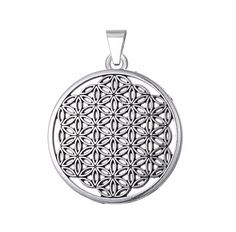 the flower of life pendant is shown on a white background