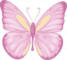 a pink butterfly with yellow spots on its wings