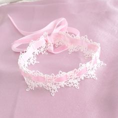 Romantic baby pink velvet tie light beige lace choker necklace collar , sweet jewelry  ♡ Measurement ♡ width 3.2cm ♡ Length 30cm + long velvet tie Uwu Cat, Alt Accessories, Pink Choker Necklace, Pastel Kidcore, Lace Choker Necklace, Pink Choker, Velvet Tie, Sweet Jewelry, Lace Choker