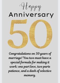 an anniversary card with the words 50 years on it