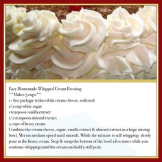 the recipe for homemade whipped cream frosting