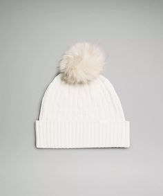 LULULEMON WOMEN'S CABLE KNIT POM BEANIE - NATURAL IVORY - OSFA Cozy Beanie, White Beanies, Women's Hats, Pom Pom Hat, Pom Beanie, Beanie Hat, Chunky Knit, Beanie Hats, Cable Knit