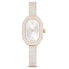 Capturing the beauty of Swarovski’s iconic octagon shape, this Dextera bangle watch offers a meticulous display of symmetry around the wrist. The 20mm x 30.5mm case features a champagne gold-tone finish and is adorned with a pavé of 92 crystals on the bezel. This provides a perfect frame for the sunray dial, which features a swan logo at 12 o’clock and three crystallized index markers. Along with a single dazzling stone set in the crown, the watch is also brought to life by 194 crystals set along the adjustable bracelet, providing exceptional beauty at every hour. This Swiss made watch is water resistant to 30m and combines joyful extravagance with signature Swarovski savoir-faire. Flowers For Men, Champagne Gold Color, Swan Logo, Bangle Watches, Octagon Shape, Gold Plated Bracelets, Swarovski Jewelry, Silver Pendants, Champagne Gold