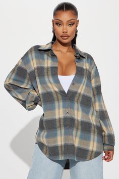 Available In Taupe/combo. Plaid Shirt Long Sleeve Button Down Collar Back Rhinestone Fringe Round Hem Oversized Fit Non Stretch Disclaimer: Plaid Placement May Vary Shell: 75% Polyester 25% Cotton Imported | Party In The Back Plaid Shirt in Taupe size 2X by Fashion Nova Rhinestone Fringe, Braids For Black Hair, Women Shirts Blouse, Shirt Long Sleeve, Button Down Collar, Matching Dresses, Ladies Party, Active Wear For Women, Plaid Shirt