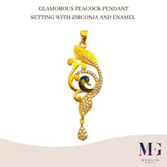 916 Gold Glamorous Peacock Pendant (Setting with Zirconia and Enamel) SKU: P56885 Weight: 6.23gm Approx. Size: (L) 5.6cm (W) 1.7cm ----------------------------------- Gold Purity : 916 Gold (22K ) Hallmark : 916 Stamped *Please note that Chain is sold separately. NOTE : All measurements are done manually. As such, please expect 1-3mm differences in measurements Package Contents *1 x Merlin Goldsmith Jewellery Gift Box *1 x Paper Bag *1 x Invoice Luxury Peacock Design Jewelry, Peacock Jewellery Design, Peacock Embroidery Designs, Peacock Embroidery, Peacock Jewelry, Peacock Pendant, Jewelry Design Drawing, Gold Pendant Jewelry, Original Gifts