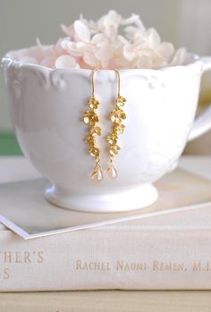 Gold Twig Earrings with Champagne crystal drops Matte Gold Branch Twig Flowers Blossom Dangle Earrings Anniversary Gift for Her by LeChaim Twig Earrings, Gold Twigs, Delicate Jewellery, Gold Branches, Creative Jewelry Photography, Woodland Jewelry, Glass Drop Earrings, Jewelry Photoshoot, Flower Earring